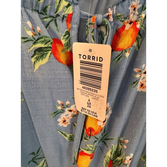 Torrid Maxi Length Floral/Oranges Scoop Neck Size 4 (4X) New With Tags - Picture 4 of 6